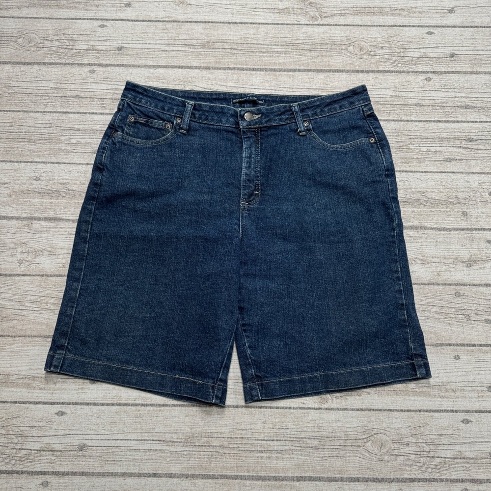 Y2K Riders By Lee Shorts Women's 16/M Blue Denim Dark Wash Slim Bermuda Utility